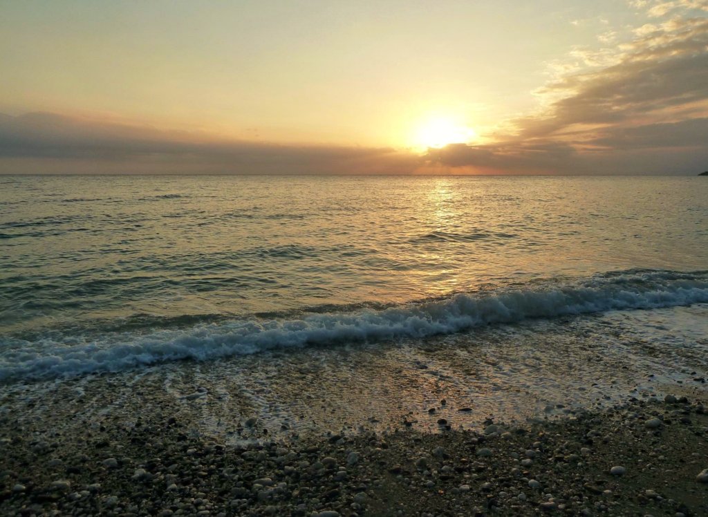 Sunset over the sea on Pentecost Island, Vanuatu