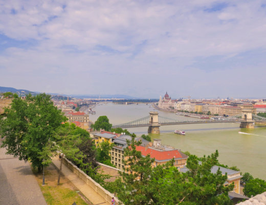 View of Budapest from Buda Castle, including the River Danube and the Hungarian Parliament building