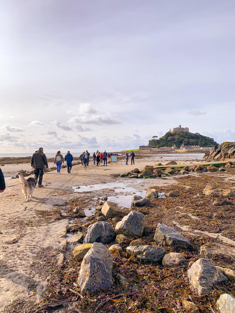 View from the start of the causeway over to St Michael's Mount in Cornwall