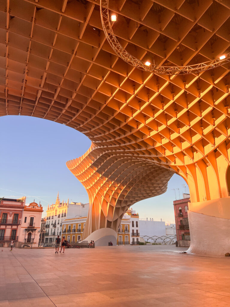 Las Setas de Sevilla from below looking up - 10 things to do in Seville.