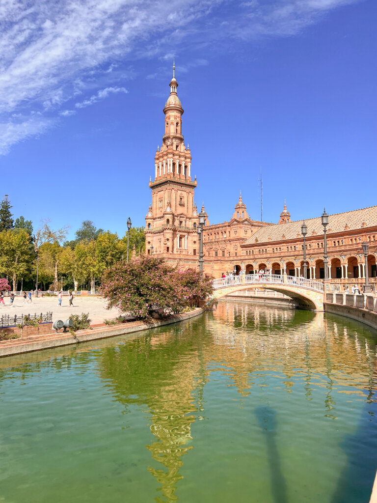 View across the canal of La Plaza de España - 10 things to do in Seville.